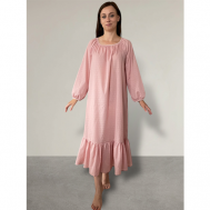 Сорочка  удлиненная, длинный рукав, размер 40-56, розовый 4nights