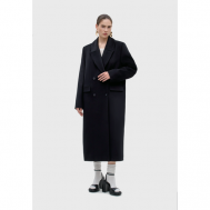 Пальто   демисезонное, силуэт прямой, удлиненное, размер M, черный Studio 29