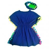 Синее платье - туника для девочки, 6-12 мес., 68 - 80 см Popshops