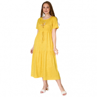 Платье , хлопок, повседневное, классическое, полуприлегающее, карманы, размер 50, желтый Оптима Трикотаж