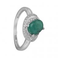 Кольцо , серебро, 925 проба, корунд, фианит, размер 17.5, зеленый Серена-Сильвер