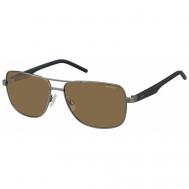 Солнцезащитные очки , прямоугольные, оправа: металл, поляризационные, для мужчин, серый Polaroid