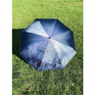 Смарт-зонт , автомат, 3 сложения, купол 105 см., 8 спиц, чехол в комплекте, в подарочной упаковке, для женщин, синий GALAXY OF UMBRELLAS
