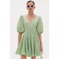 Платье , повседневное, трапециевидный силуэт, мини, размер 46, белый, зеленый TOPTOP