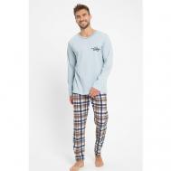 Пижама , футболка, брюки, размер XXL, голубой TARO