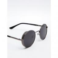 Солнцезащитные очки , круглые, оправа: металл, ударопрочные, поляризационные, с защитой от УФ, для мужчин, черный Silk Mask