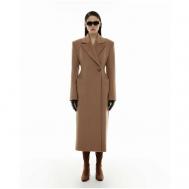 Пальто  , демисезон/зима, шерсть, силуэт полуприлегающий, средней длины, размер XS, коричневый, бежевый Sorelle