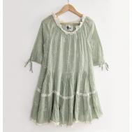 Платье , хлопок, в стиле бохо, свободный силуэт, размер L, зеленый Peace and love by Calao