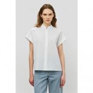 Блуза  , классический стиль, свободный силуэт, короткий рукав, без карманов, трикотажная, однотонная, размер XS, белый Baon