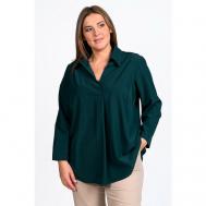 Блуза  , повседневный стиль, свободный силуэт, длинный рукав, без карманов, однотонная, размер 56, зеленый Svesta