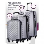 Комплект чемоданов L'case Phatthaya -Phatthaya-S-M-L-red-wine-10-010, 3 шт., 115 л, размер S/M/L, серый Lcase