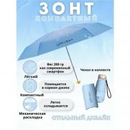 Зонт-шляпка механика, 4 сложения, купол 88 см., 6 спиц, голубой Bella Umbrella