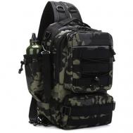 Рюкзак  поясная , текстиль, внутренний карман, регулируемый ремень, складной, черный, зеленый Mivo-World