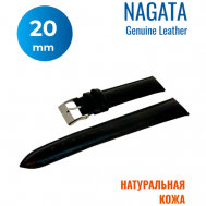 Ремешок , фактура гладкая, размер 20мм, черный Nagata
