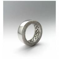 Кольцо , бижутерный сплав, циркон, размер 19, серебряный ( VERBA )