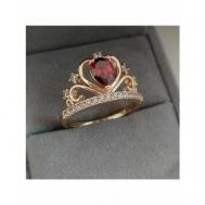 Кольцо, бижутерный сплав, искусственный камень, циркон, размер 18, красный, золотой Insetto