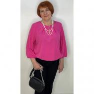 Блуза , нарядный стиль, свободный силуэт, укороченный рукав, без карманов, однотонная, размер 56, розовый Fil