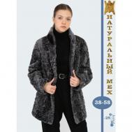 Пальто , мутон, средней длины, силуэт полуприлегающий, карманы, размер 46, коричневый, бежевый ODIFLER