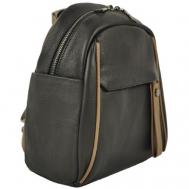 Рюкзак  мессенджер , натуральная кожа, внутренний карман, регулируемый ремень, черный Agalante