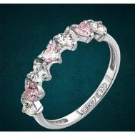 Кольцо помолвочное серебро, 925 проба, фианит, размер 17, бесцветный, розовый Kinder Jewelry