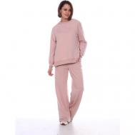 Костюм, толстовка и брюки, спортивный стиль, свободный силуэт, трикотажный, размер 44, розовый, фиолетовый Далия