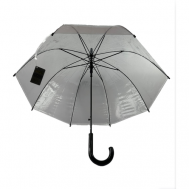 Зонт-трость , полуавтомат, купол 83 см., 8 спиц, система «антиветер», прозрачный, бесцветный, черный GALAXY OF UMBRELLAS
