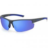 Солнцезащитные очки , прямоугольные, с защитой от УФ, поляризационные, зеркальные, для мужчин, серый Polaroid