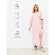 Платье-футболка , хлопок, оверсайз, макси, размер L, розовый Yoxa Vibe