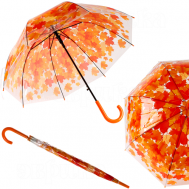 Зонт-трость , полуавтомат, купол 80 см., 8 спиц, прозрачный, оранжевый, красный Эврика подарки и удивительные вещи