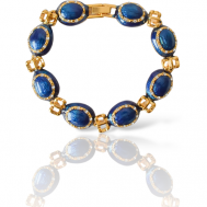Браслет , кристаллы Swarovski, эмаль, 1 шт., размер 19 см., размер one size, диаметр 9.5 см., синий, золотой Северная Венеция
