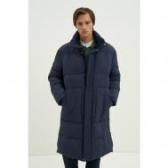 Пальто  зимнее, силуэт свободный, капюшон, размер XL, синий Finn Flare