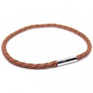 Плетеный браслет  Браслет плетеный кожаный с магнитной застежкой, размер 17 см, коричневый Handinsilver ( Посеребриручку )