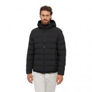 куртка , демисезон/зима, силуэт прямой, ветрозащитная, водонепроницаемая, капюшон, стеганая, карманы, размер 46, черный Geox
