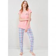 Пижама , короткий рукав, без карманов, размер 44/46, синий Relax Mode