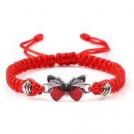Браслет женский плетенный красный с бабочкой Sharks Jewelry