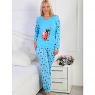 Пижама , брюки, длинный рукав, размер 44, голубой Barboleta