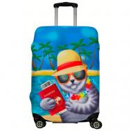 Чехол для чемодана , размер L, серый, голубой LeJoy