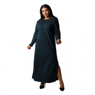 Платье-толстовка , повседневное, прямой силуэт, макси, размер 44, синий Elena Tex