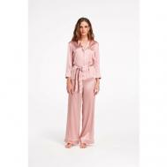 Пижама , брюки, жакет, пояс, размер L, розовый Maison Lovers