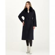 Пальто-реглан   демисезонное, демисезон/зима, шерсть, силуэт прямой, удлиненное, размер 42, синий Skinnwille