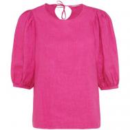 Блуза  , свободный силуэт, укороченный рукав, однотонная, размер L, розовый Mexx