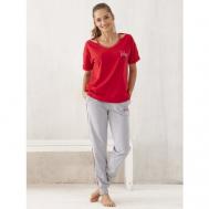Пижама , размер 48, красный, серый Relax Mode