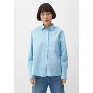 Блуза  , повседневный стиль, длинный рукав, карманы, однотонная, размер 36 (S), голубой s.Oliver