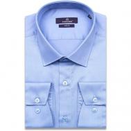 Рубашка , деловой стиль, прилегающий силуэт, классический воротник, длинный рукав, размер L (41-42 cm.), голубой Poggino