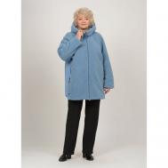 куртка   демисезонная, удлиненная, силуэт прямой, размер 54, голубой Karmelstyle