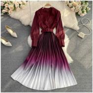Платье миди, размер 40/46, бордовый, белый Модный Сочи