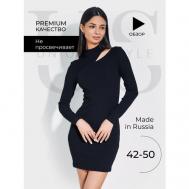 Платье-лапша , прилегающее, мини, размер 42, черный UNIQUE Style