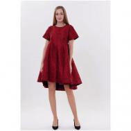 Платье , жаккард, трапециевидный силуэт, до колена, шлейф, размер 48, красный МадаМ Т