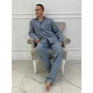 Пижама , рубашка, брюки, карманы, пояс на резинке, размер 50, мультиколор Nuage.moscow