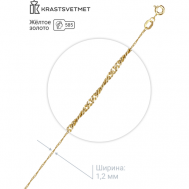 Браслет-цепочка , желтое золото, 585 проба, длина 19 см. Krastsvetmet